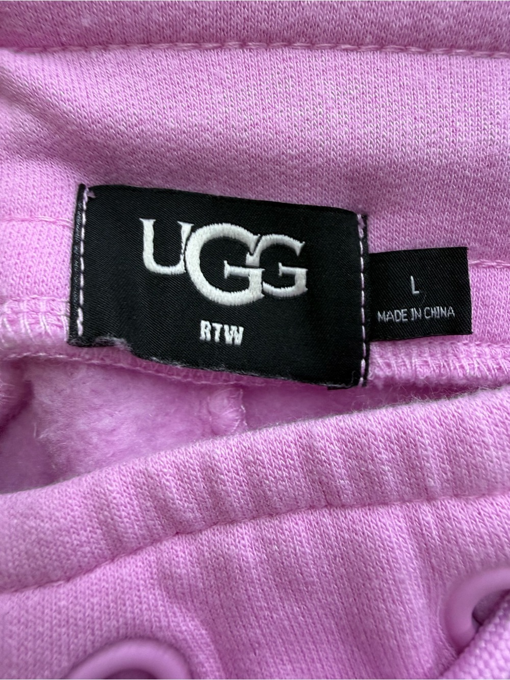 UGG Pink Fleece Logo Drawstring Joggers Sweatpants Large - Picture 6 of 8